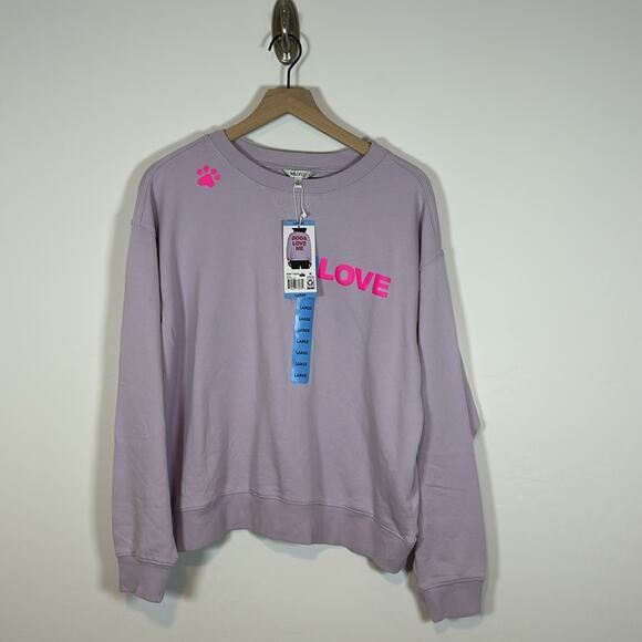 NWT Wildfox Crewneck Dogs Love Me Sweatshirt Pink Size L - Picture 6 of 9